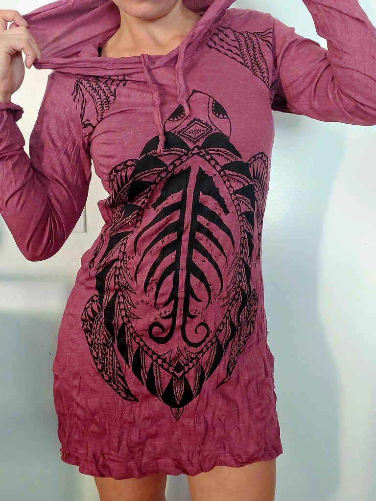 Women's Turtle Hoodie Dress-The High Thai-The High Thai-Yoga Pants-Harem Pants-Hippie Clothing-San Diego