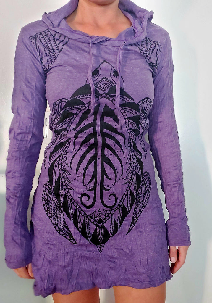 Women's Turtle Hoodie Dress-The High Thai-The High Thai-Yoga Pants-Harem Pants-Hippie Clothing-San Diego