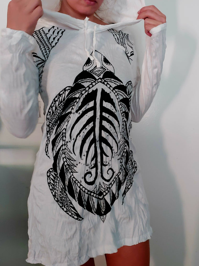 Women's Turtle Hoodie Dress-The High Thai-The High Thai-Yoga Pants-Harem Pants-Hippie Clothing-San Diego