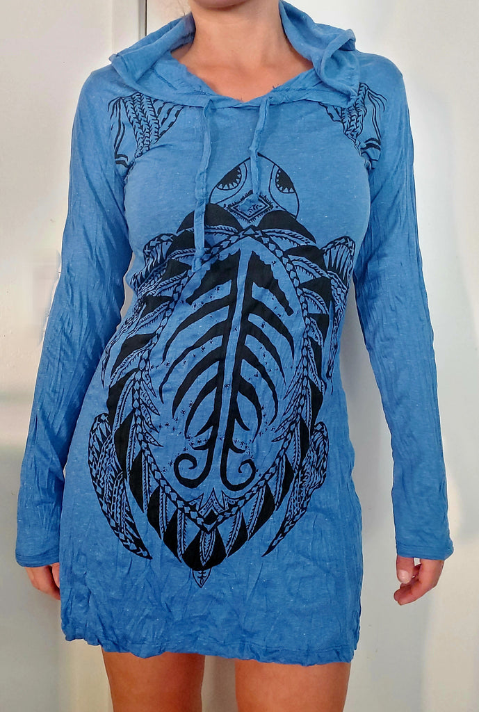 Women's Turtle Hoodie Dress-The High Thai-The High Thai-Yoga Pants-Harem Pants-Hippie Clothing-San Diego