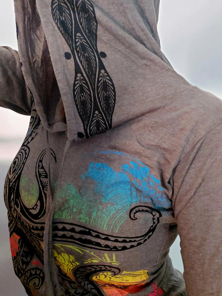 Women's Multicolored Octopus Hoodie Dress-The High Thai-The High Thai-Yoga Pants-Harem Pants-Hippie Clothing-San Diego