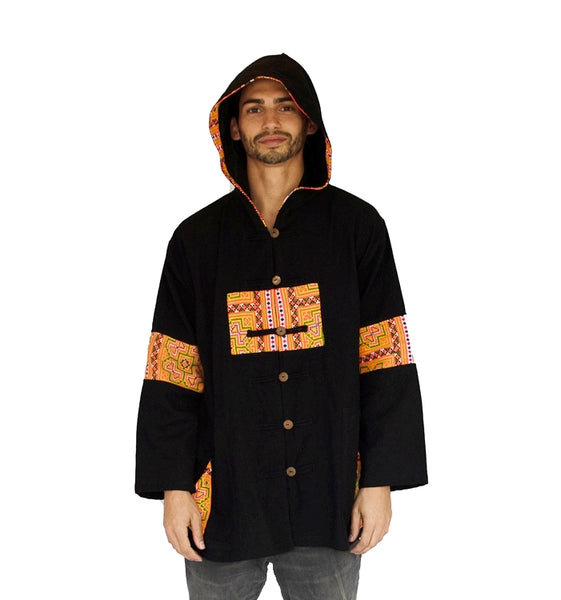Tribal Button Down Jacket with a plain back – The High Thai