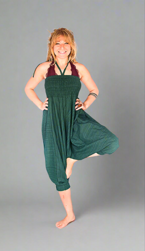One Piece Jumper Pants in Static Green-The High Thai-The High Thai-Yoga Pants-Harem Pants-Hippie Clothing-San Diego