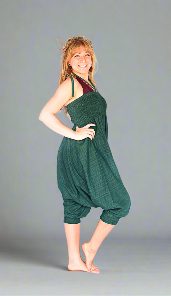 One Piece Jumper Pants in Static Green-The High Thai-The High Thai-Yoga Pants-Harem Pants-Hippie Clothing-San Diego
