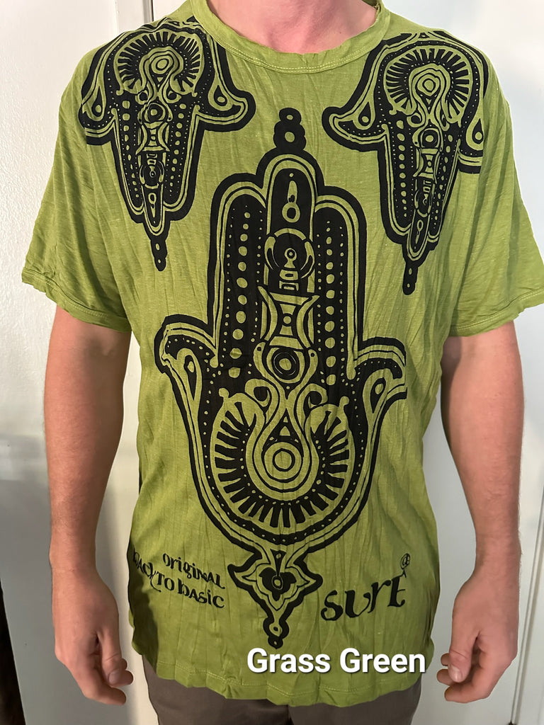 Men's Printed Hand of Hamsa T-Shirt-The High Thai-The High Thai-Yoga Pants-Harem Pants-Hippie Clothing-San Diego