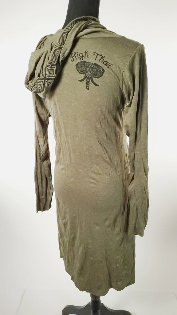 Women's Multicolored Feather Hoodie Dress-The High Thai-The High Thai-Yoga Pants-Harem Pants-Hippie Clothing-San Diego