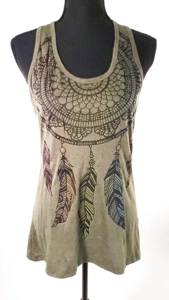 Women's Multicolored Feather Tank-The High Thai-The High Thai-Yoga Pants-Harem Pants-Hippie Clothing-San Diego