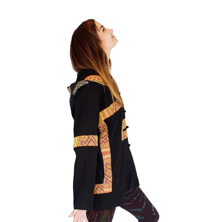 Tribal Flower of Life Jacket with a back patch in Black-The High Thai-The High Thai-Yoga Pants-Harem Pants-Hippie Clothing-San Diego