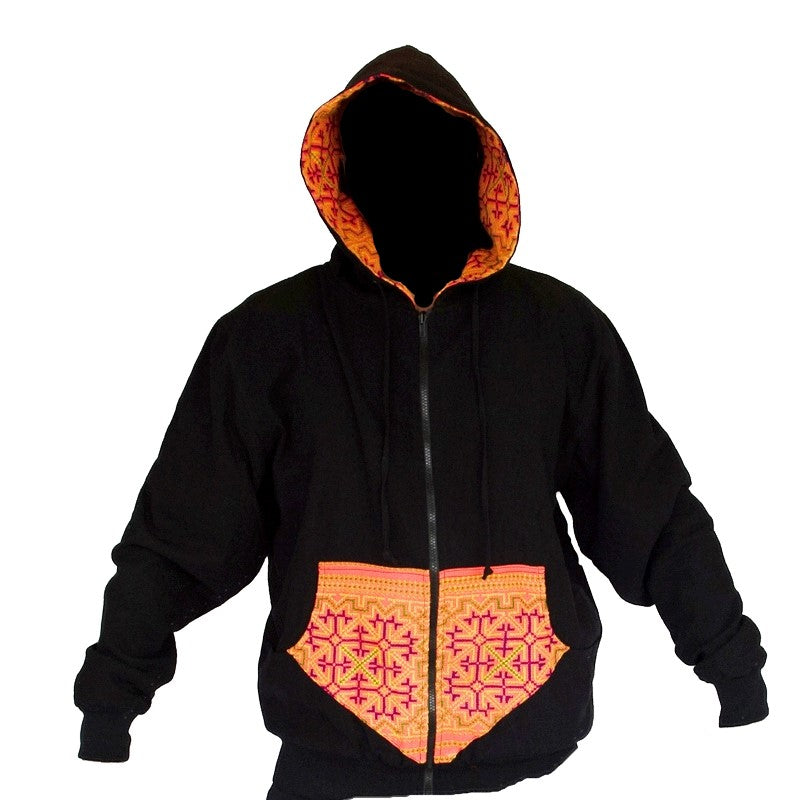 Reversible "Black Hmong" Tribal Hoody -Limited Edition-The High Thai-The High Thai-Yoga Pants-Harem Pants-Hippie Clothing-San Diego