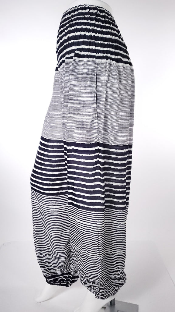 Striped Straight Leg Harem Pants In Dark Blue-The High Thai-The High Thai-Yoga Pants-Harem Pants-Hippie Clothing-San Diego