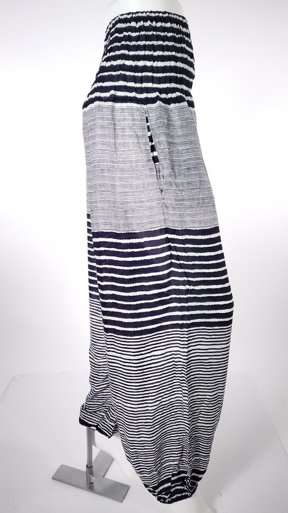 Striped Straight Leg Harem Pants In Dark Blue-The High Thai-The High Thai-Yoga Pants-Harem Pants-Hippie Clothing-San Diego