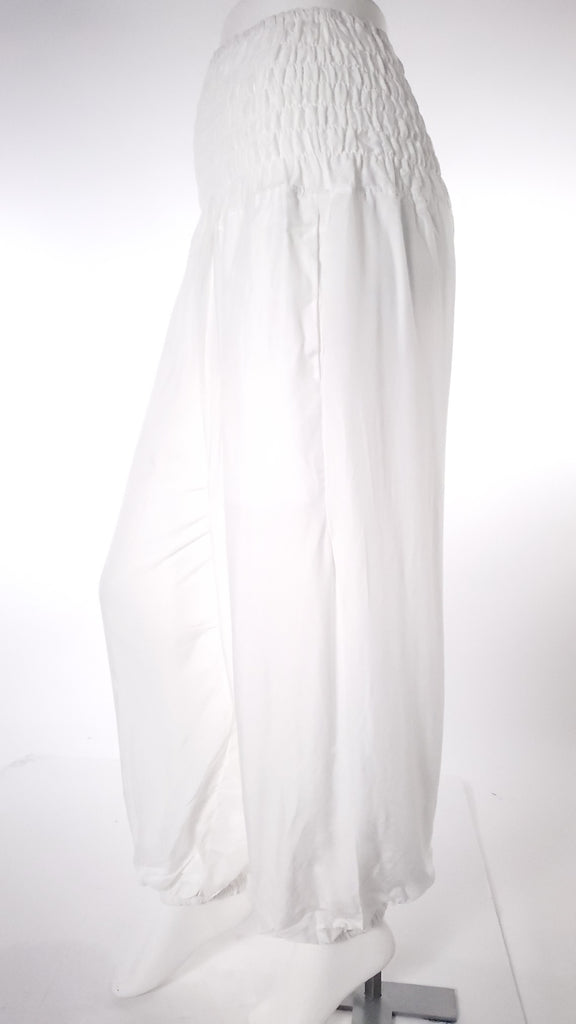 Straight Leg Harem Pants In Solid White-The High Thai-The High Thai-Yoga Pants-Harem Pants-Hippie Clothing-San Diego
