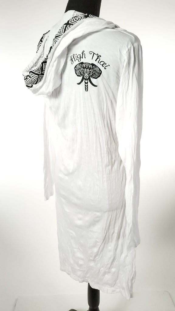 Women's Multicolored Feather Hoodie Dress-The High Thai-The High Thai-Yoga Pants-Harem Pants-Hippie Clothing-San Diego