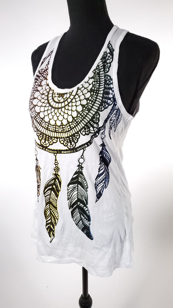 Women's Multicolored Feather Tank-The High Thai-The High Thai-Yoga Pants-Harem Pants-Hippie Clothing-San Diego