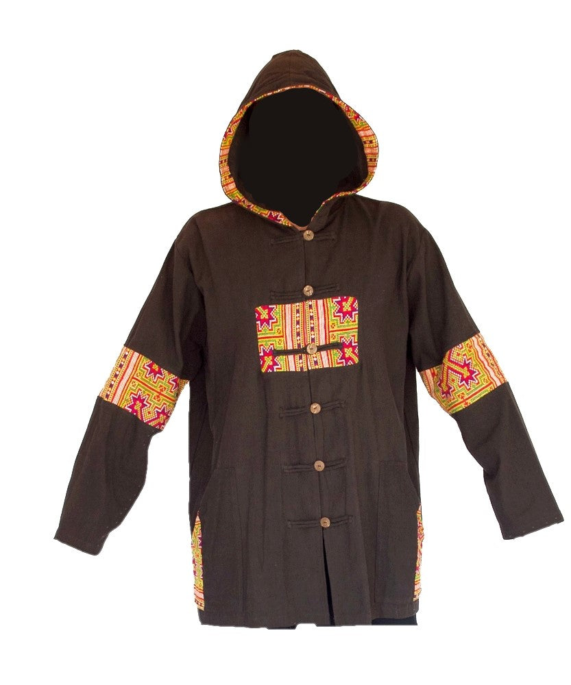 Tribal Button Down Jacket with a plain back-The High Thai-The High Thai-Yoga Pants-Harem Pants-Hippie Clothing-San Diego
