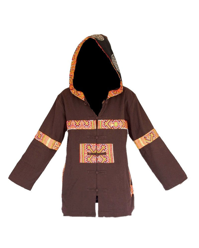 Tribal Flower of Life Jacket with a back patch in Brown-The High Thai-The High Thai-Yoga Pants-Harem Pants-Hippie Clothing-San Diego