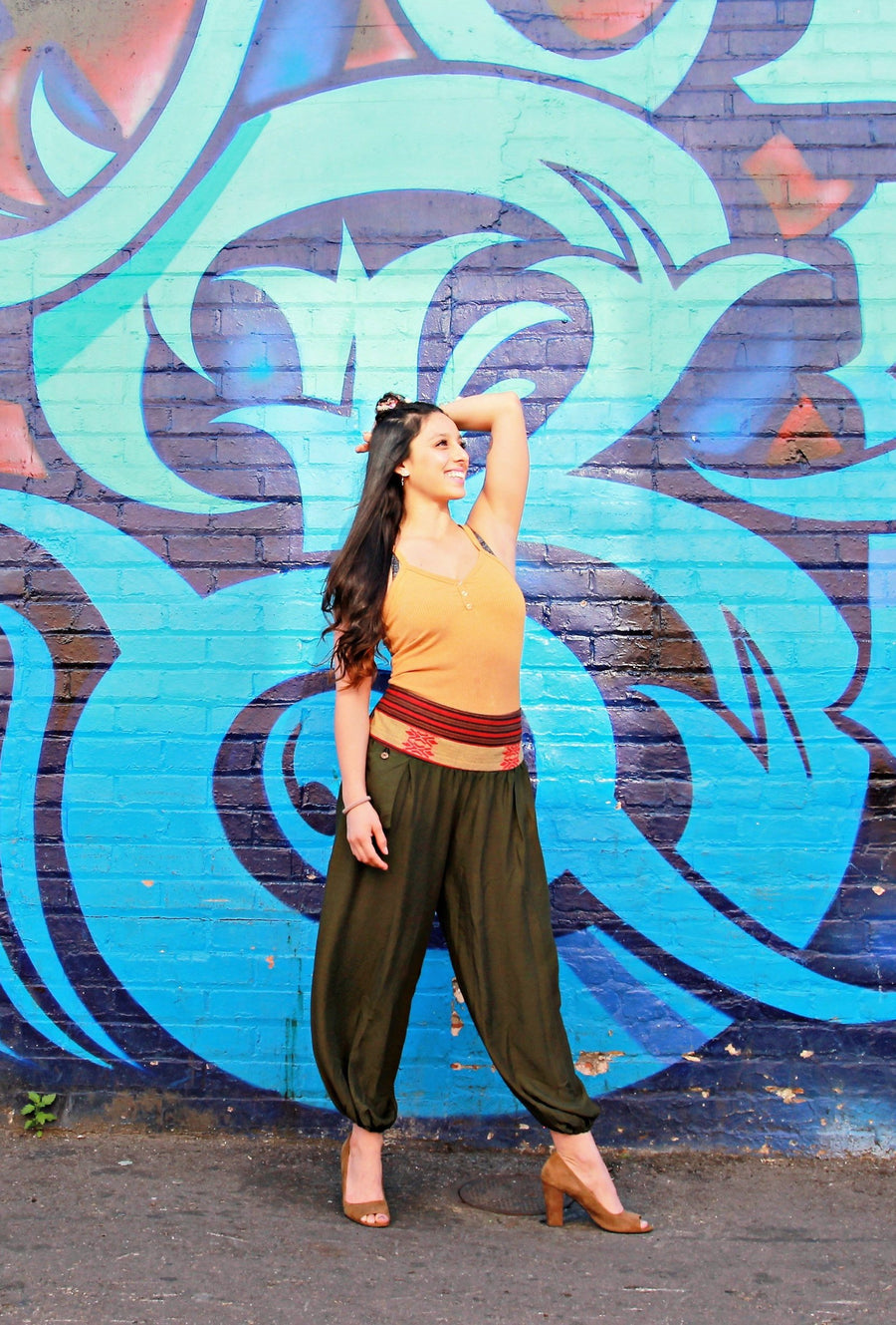 Women's Aladdin Pants in Forest Green-The High Thai-The High Thai-Yoga Pants-Harem Pants-Hippie Clothing-San Diego