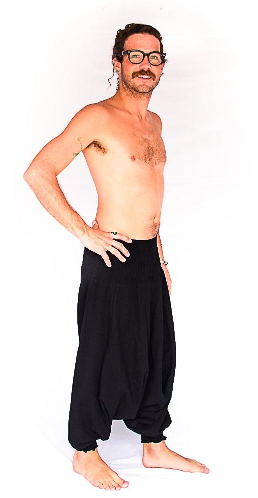 Men's Low Cut Harem Pants in Black-The High Thai-The High Thai-Yoga Pants-Harem Pants-Hippie Clothing-San Diego