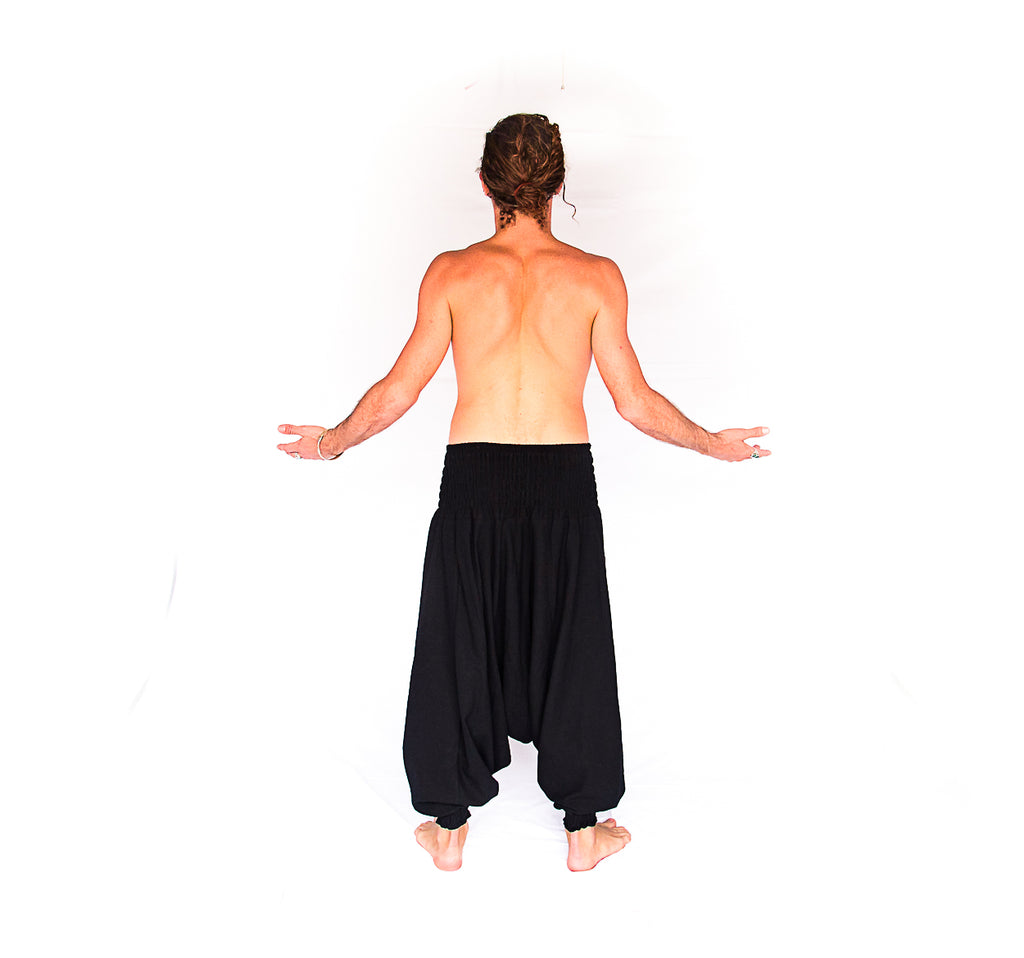 Men's Low Cut Harem Pants in Black-The High Thai-The High Thai-Yoga Pants-Harem Pants-Hippie Clothing-San Diego