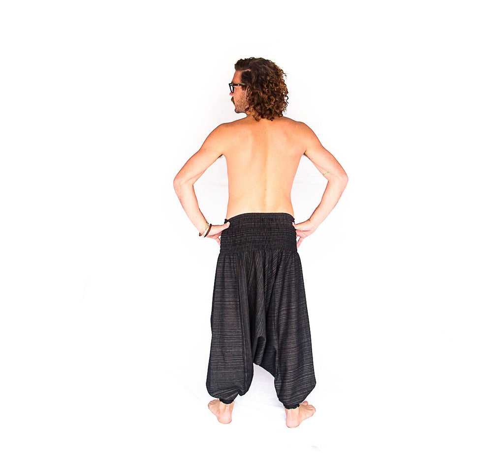 Men's Low Cut Harem Pants in Black Static-The High Thai-The High Thai-Yoga Pants-Harem Pants-Hippie Clothing-San Diego
