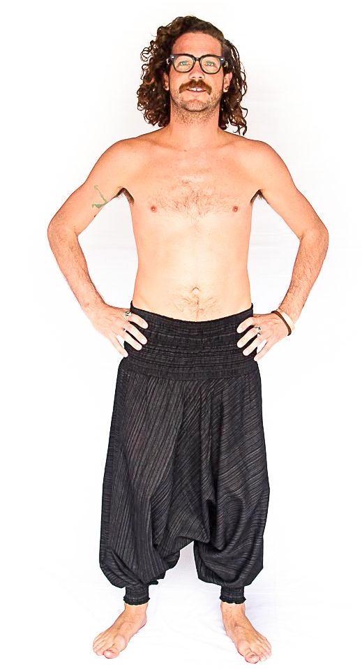 Men's Low Cut Harem Pants in Black Static-The High Thai-The High Thai-Yoga Pants-Harem Pants-Hippie Clothing-San Diego