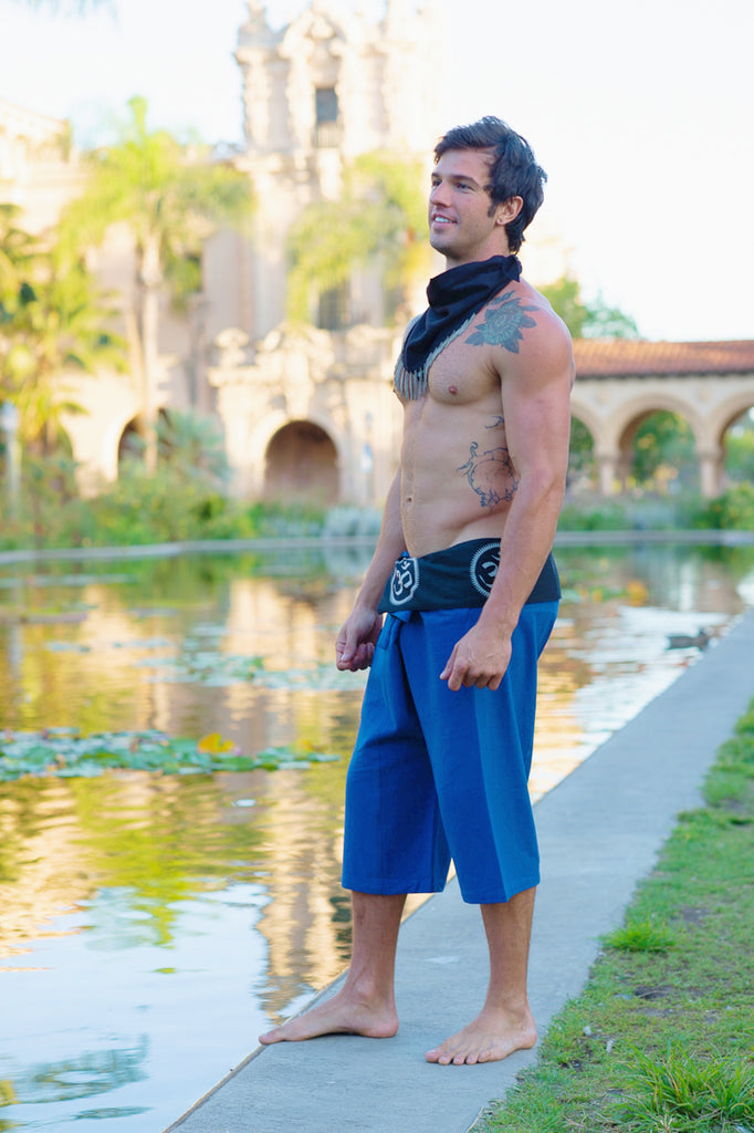 Om Fisherman Shorts in Blue-The High Thai-The High Thai-Yoga Pants-Harem Pants-Hippie Clothing-San Diego