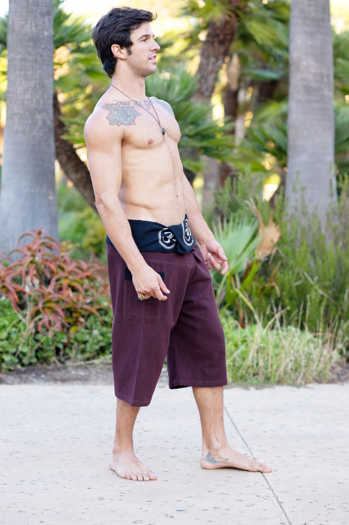 Om Fisherman Shorts in Brown-The High Thai-The High Thai-Yoga Pants-Harem Pants-Hippie Clothing-San Diego