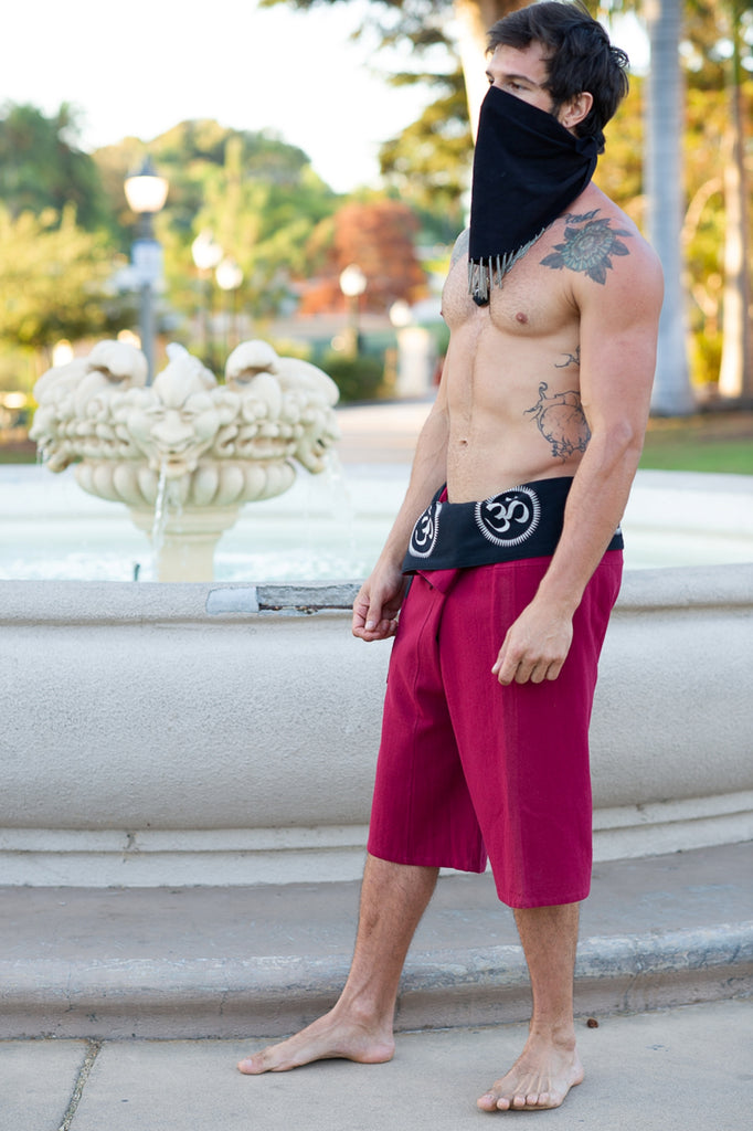 Om Fisherman Shorts in Red-The High Thai-The High Thai-Yoga Pants-Harem Pants-Hippie Clothing-San Diego