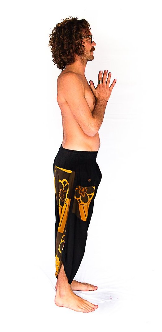 Samurai Elastic Shorts in Floral Tan-The High Thai-The High Thai-Yoga Pants-Harem Pants-Hippie Clothing-San Diego
