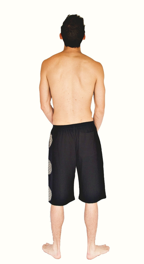 Flower of Life Lounge Shorts in Black-The High Thai-The High Thai-Yoga Pants-Harem Pants-Hippie Clothing-San Diego