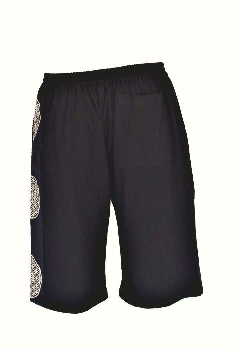 Flower of Life Lounge Shorts in Black-The High Thai-The High Thai-Yoga Pants-Harem Pants-Hippie Clothing-San Diego
