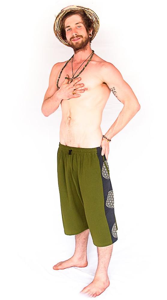 Flower of Life Lounge Shorts in Green-The High Thai-The High Thai-Yoga Pants-Harem Pants-Hippie Clothing-San Diego