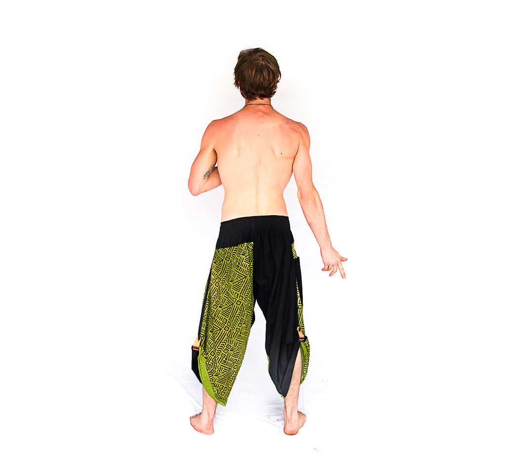 Samurai Elastic Shorts in Lime Light-The High Thai-The High Thai-Yoga Pants-Harem Pants-Hippie Clothing-San Diego