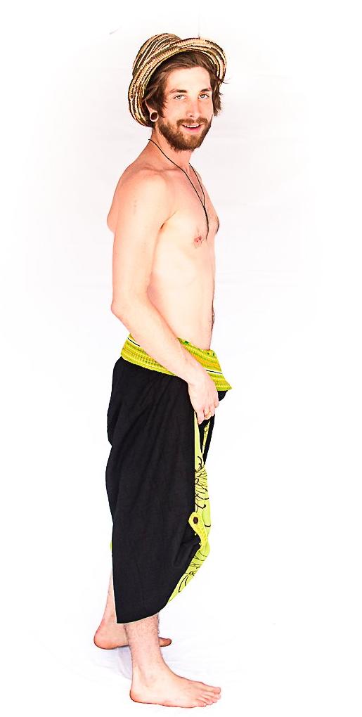 Samurai Fisherman Shorts in Lime Light-The High Thai-The High Thai-Yoga Pants-Harem Pants-Hippie Clothing-San Diego