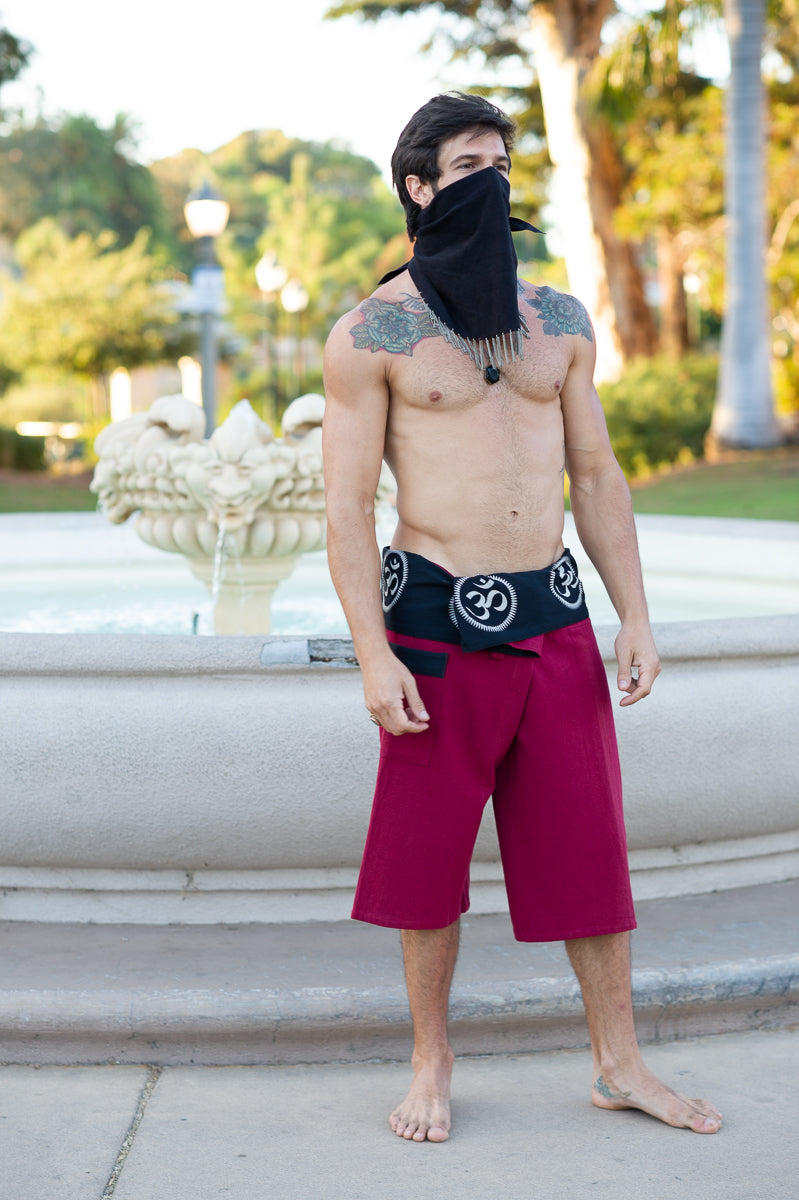 Om Fisherman Shorts in Red-The High Thai-The High Thai-Yoga Pants-Harem Pants-Hippie Clothing-San Diego