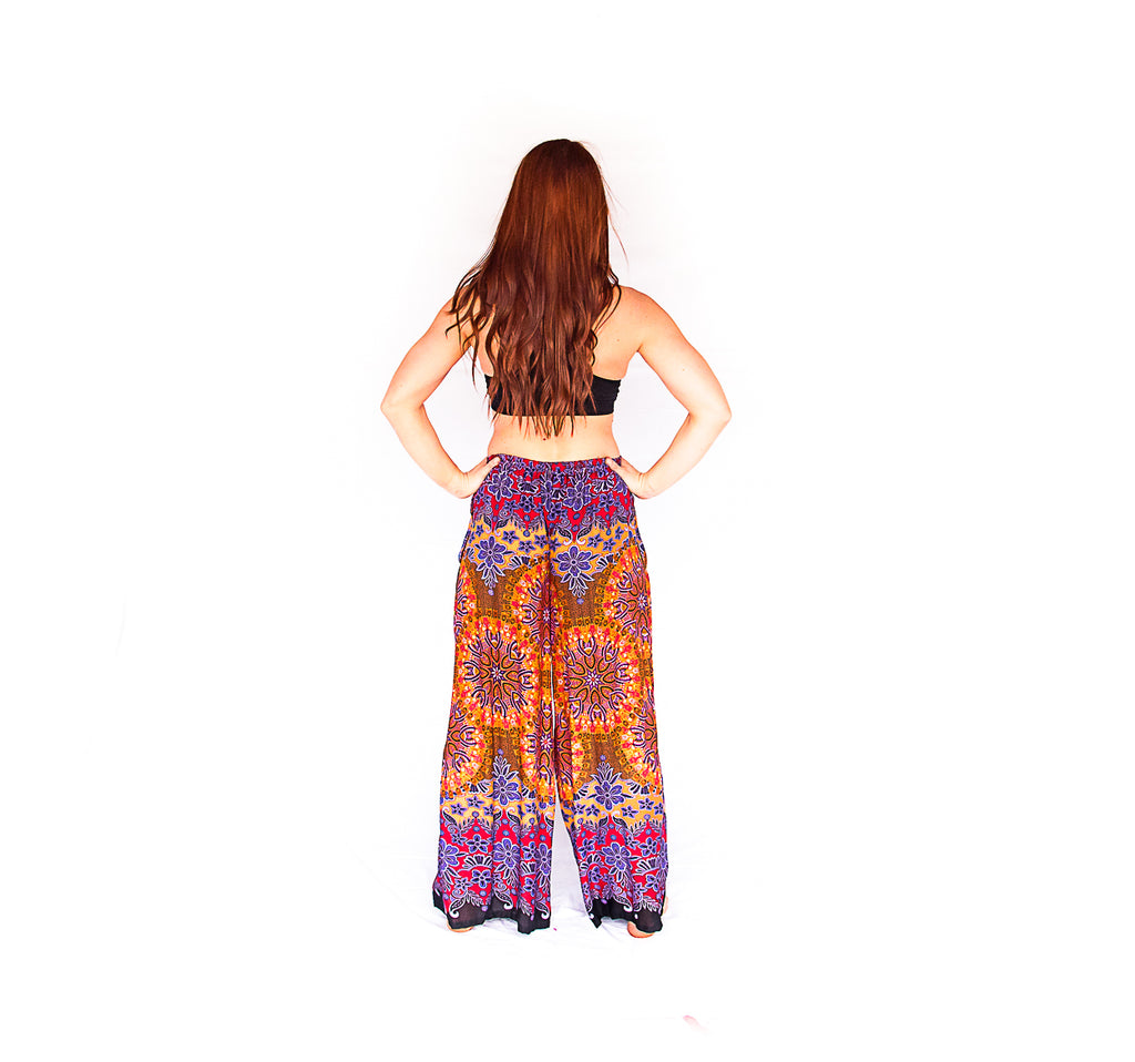 Palazzo Pants in Mandala Sun Burst-The High Thai-The High Thai-Yoga Pants-Harem Pants-Hippie Clothing-San Diego