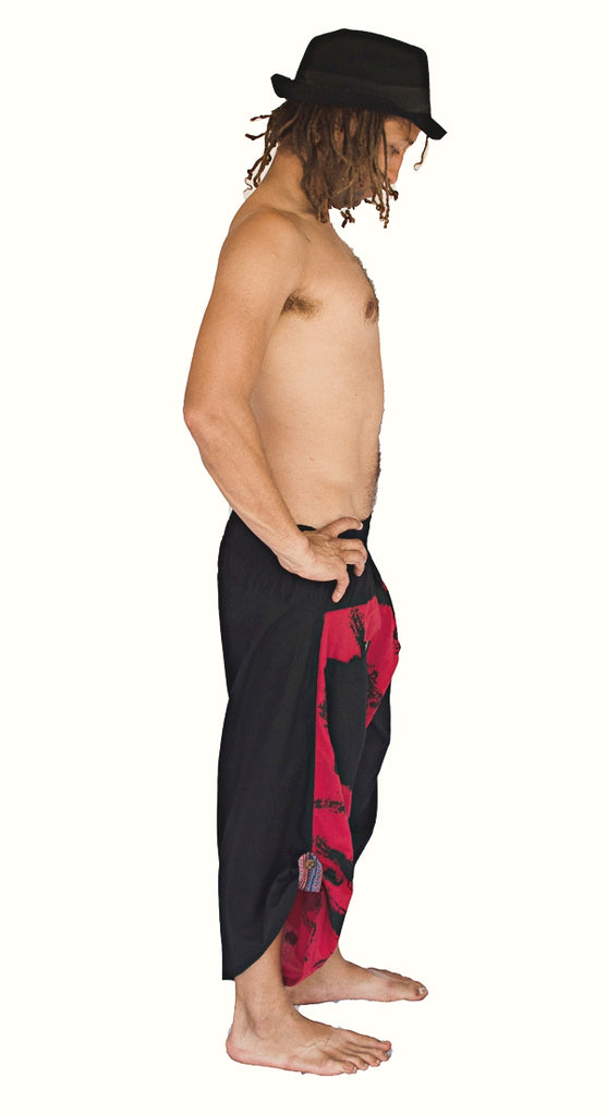 Samurai Elastic Shorts in Fire Red-The High Thai-The High Thai-Yoga Pants-Harem Pants-Hippie Clothing-San Diego