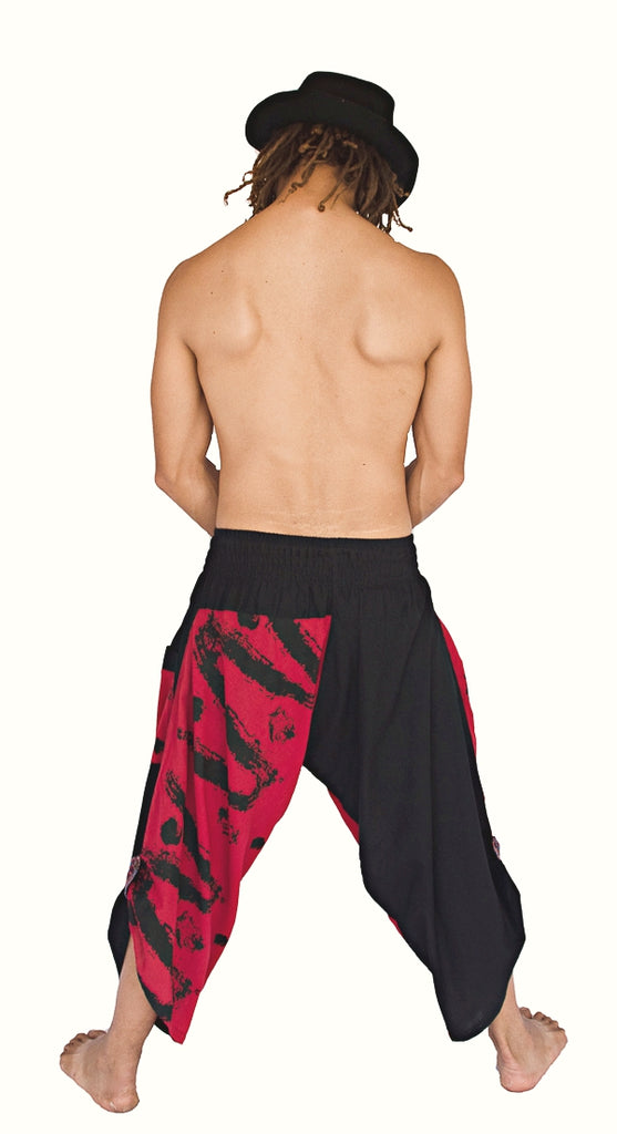 Samurai Elastic Shorts in Fire Red-The High Thai-The High Thai-Yoga Pants-Harem Pants-Hippie Clothing-San Diego