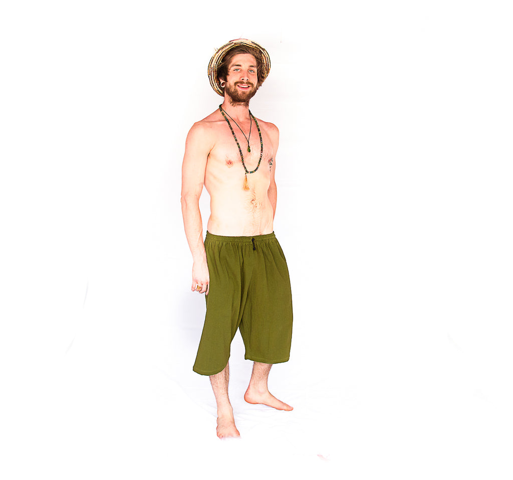 Om Lounge Shorts in Olive Green-The High Thai-The High Thai-Yoga Pants-Harem Pants-Hippie Clothing-San Diego