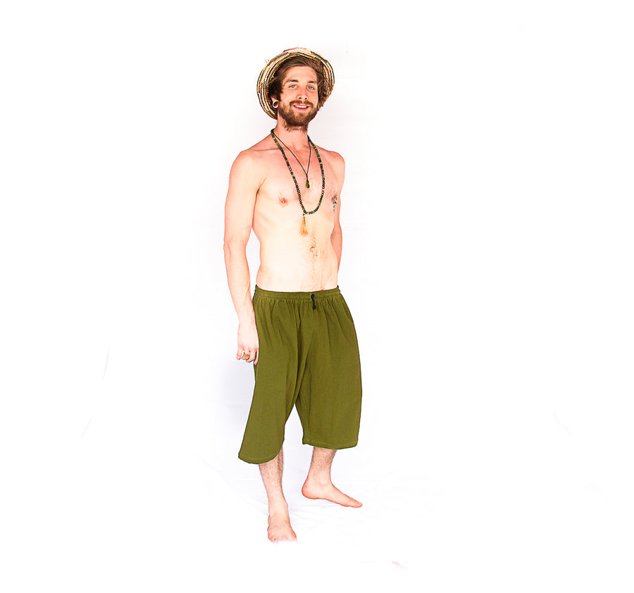 Om Lounge Shorts in Olive Green-The High Thai-The High Thai-Yoga Pants-Harem Pants-Hippie Clothing-San Diego