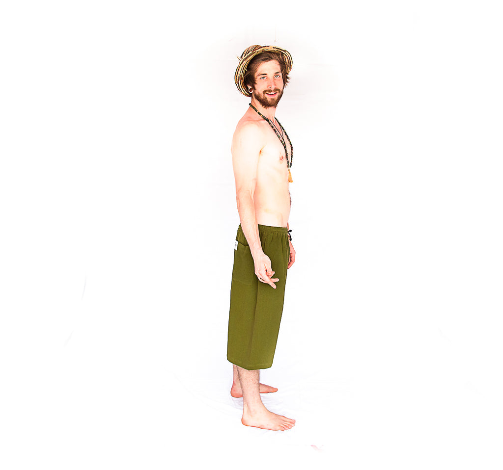 Om Lounge Shorts in Olive Green-The High Thai-The High Thai-Yoga Pants-Harem Pants-Hippie Clothing-San Diego