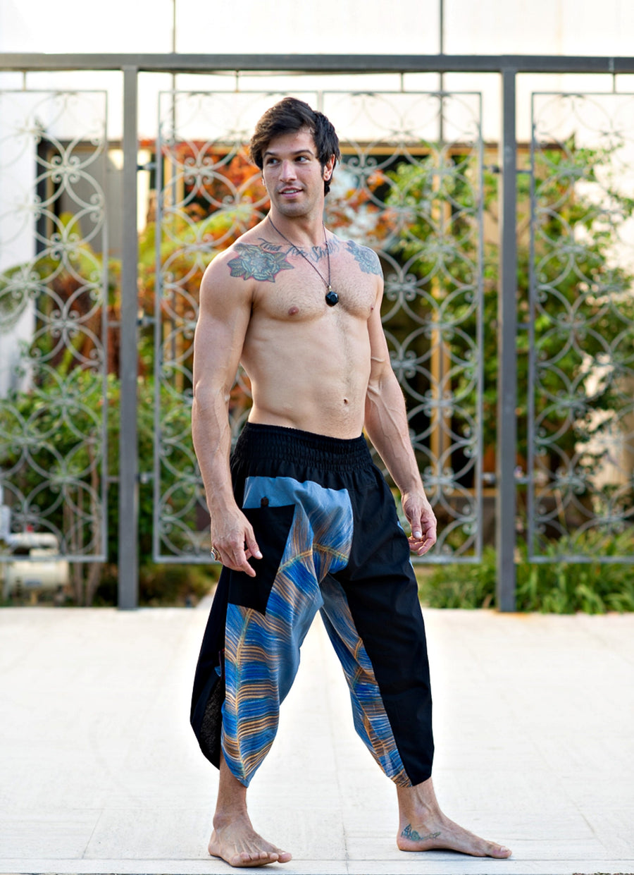 Samurai Elastic Shorts in Sky Blue-The High Thai-The High Thai-Yoga Pants-Harem Pants-Hippie Clothing-San Diego