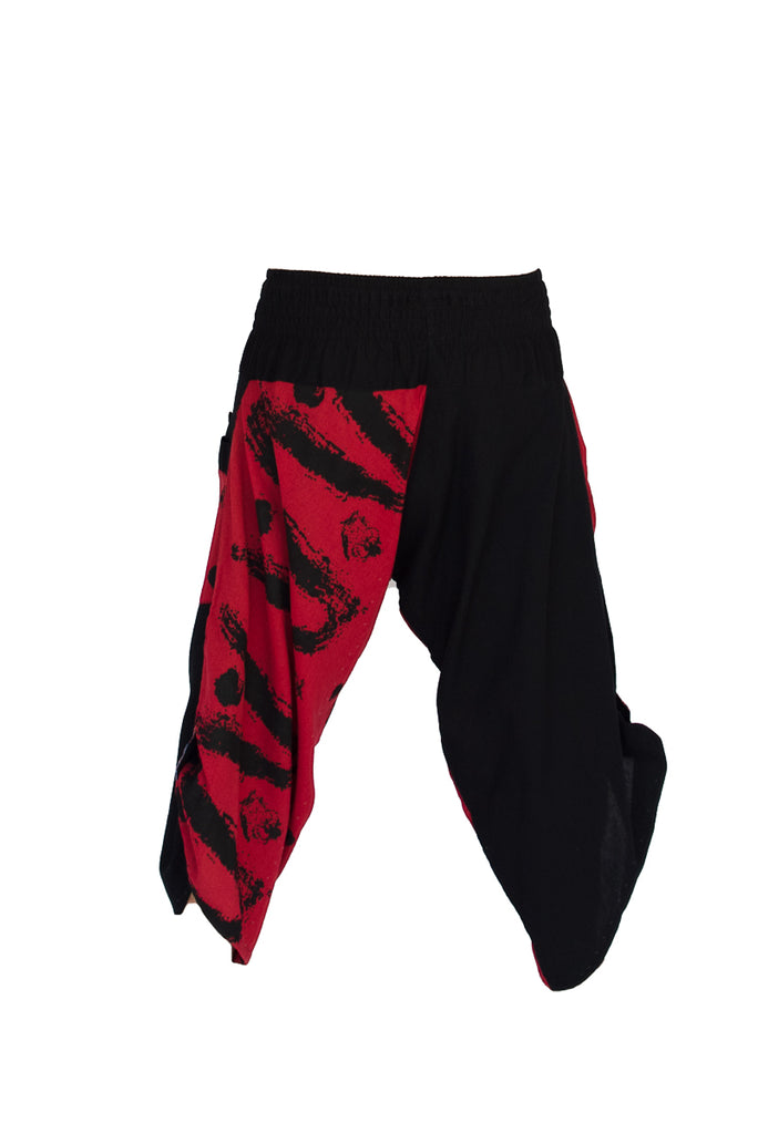 Women's Elastic Samurai Shorts in Fire Red-The High Thai-The High Thai-Yoga Pants-Harem Pants-Hippie Clothing-San Diego