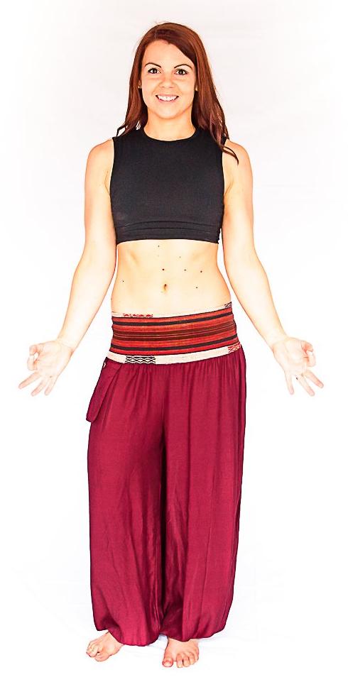 Women's Aladdin Pants in Wine Red-The High Thai-The High Thai-Yoga Pants-Harem Pants-Hippie Clothing-San Diego