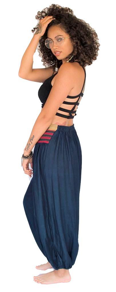 Women's Aladdin Pants in Navy Blue-The High Thai-The High Thai-Yoga Pants-Harem Pants-Hippie Clothing-San Diego