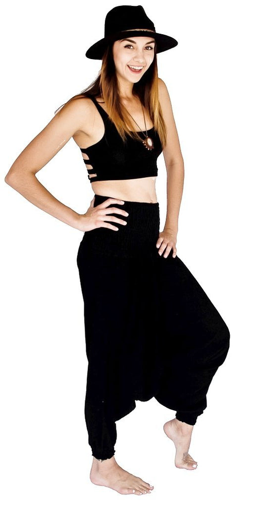 One Piece Jumper Pants in Midnight Black-The High Thai-The High Thai-Yoga Pants-Harem Pants-Hippie Clothing-San Diego