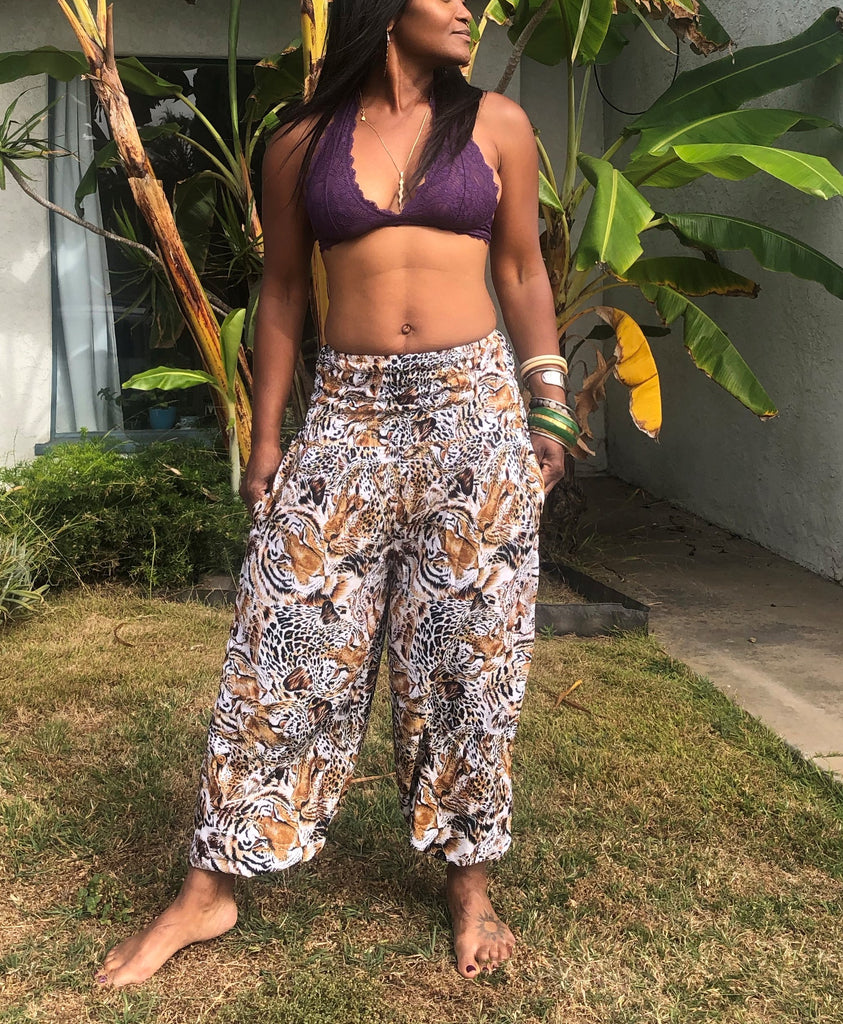 Tiger Print Straight Leg Harem Pants in Orange-The High Thai-The High Thai-Yoga Pants-Harem Pants-Hippie Clothing-San Diego