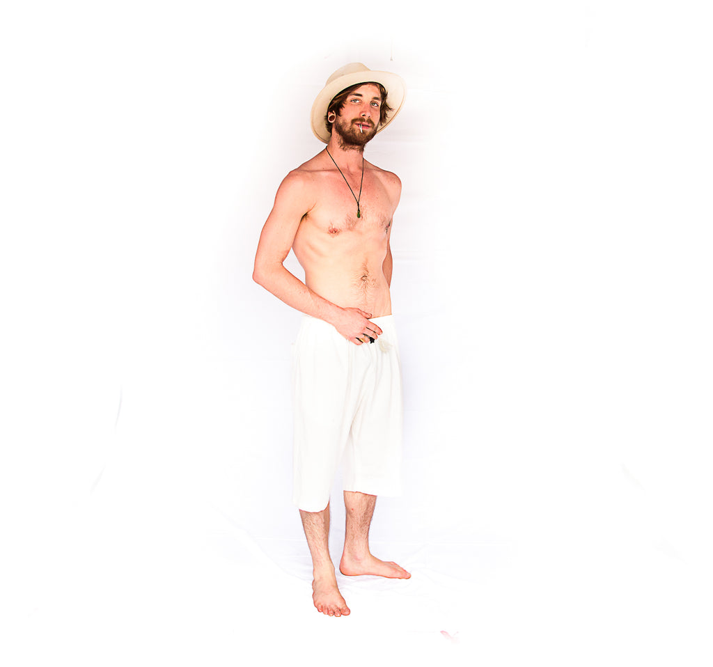 Flower of Life Lounge Shorts in White-The High Thai-The High Thai-Yoga Pants-Harem Pants-Hippie Clothing-San Diego
