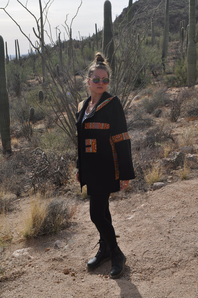 Tribal Flower of Life Jacket with a back patch in Black-The High Thai-The High Thai-Yoga Pants-Harem Pants-Hippie Clothing-San Diego