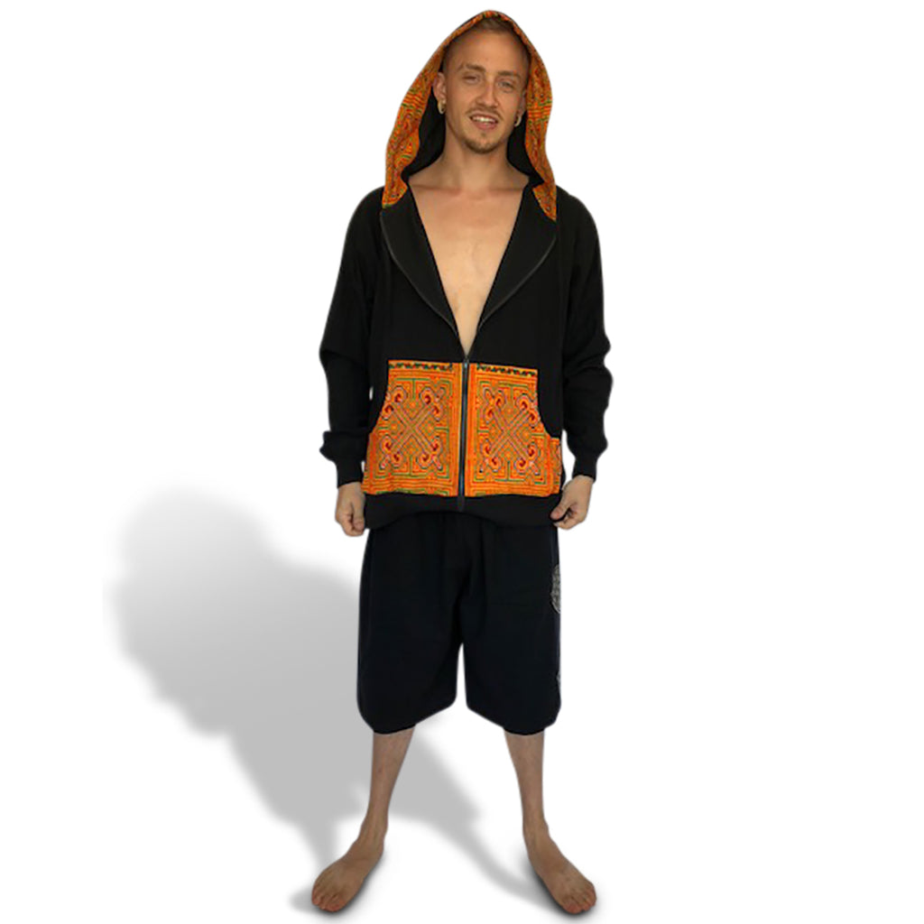 Tribal Hoody with Hmong Fabric Back-The High Thai-The High Thai-Yoga Pants-Harem Pants-Hippie Clothing-San Diego